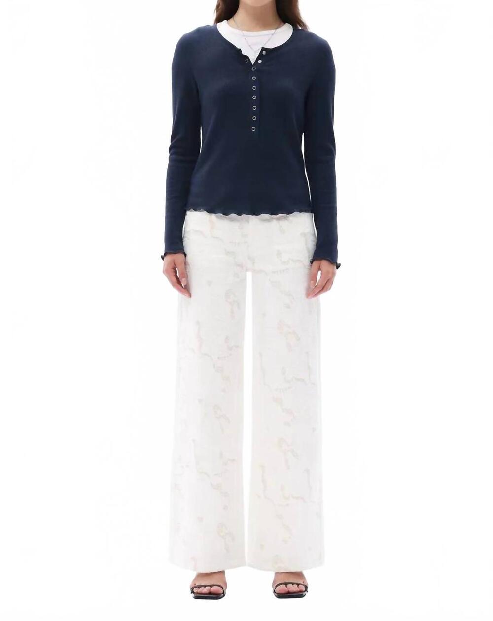 NEW BAYEAS winnie lace wide leg jeans in white